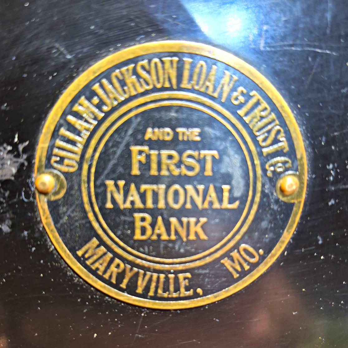 Antique Bank Cash Box Gillam Jackson Loan & Trust Maryville, MO. First National