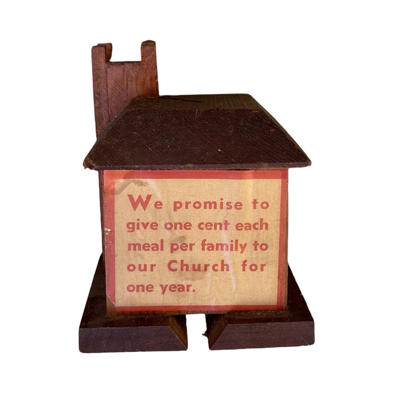 Antique Church Bank Collection Building Give Thanks Unto The Lord Sunday Collect