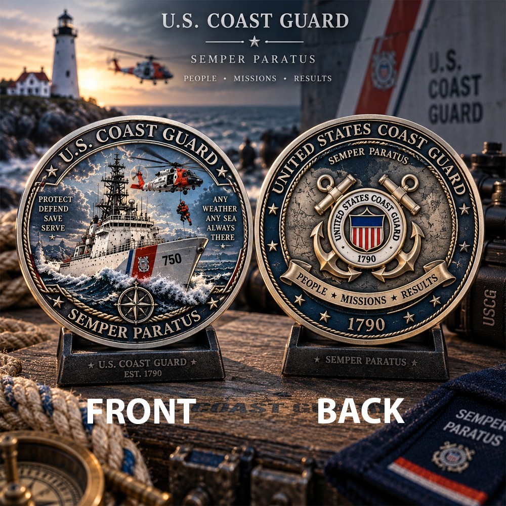 US Coast Guard Challenge Coin Semper Paratus 1790 USCG Military Veteran Gift