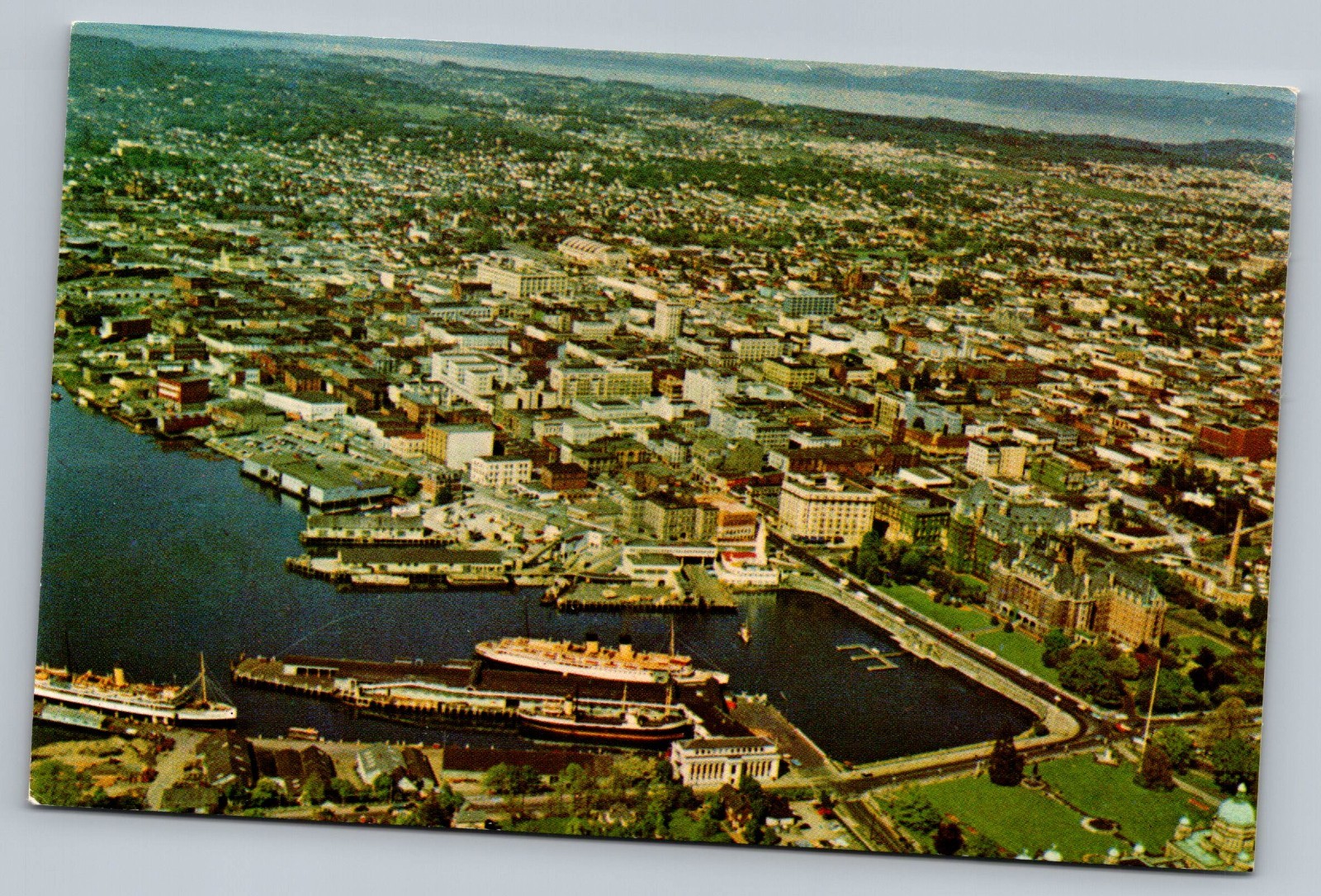 An Aerial View Of Victoria British Columbia Canada 60s Vintage Postcard
