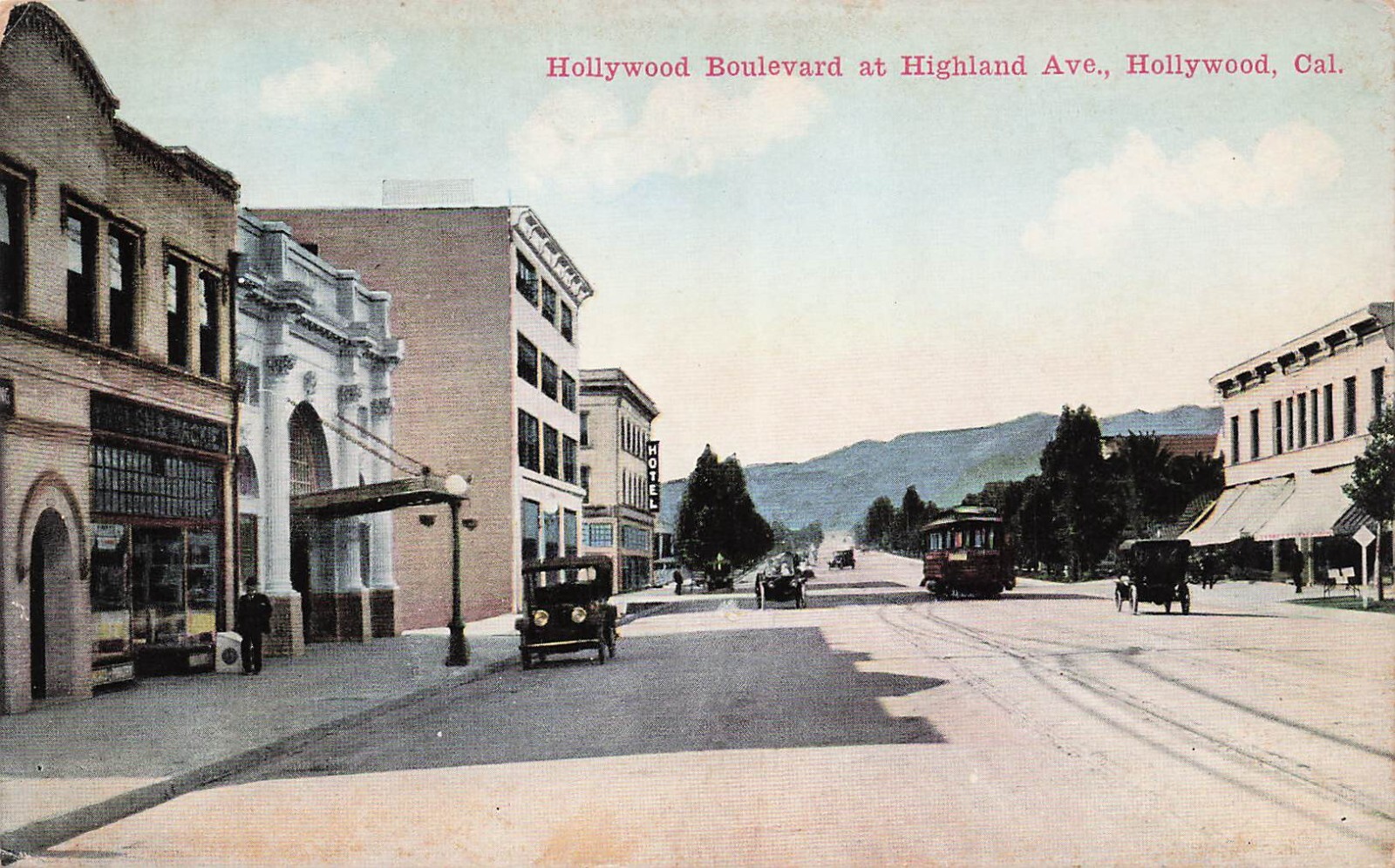 Los Angeles California Hollywood Blvd Highland Ave Early 1900s Vtg Postcard H19