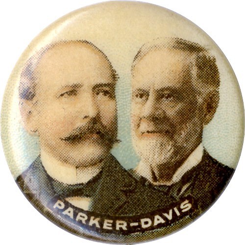 Original 1904 Alton PARKER Henry DAVIS Chromo Jugate Button