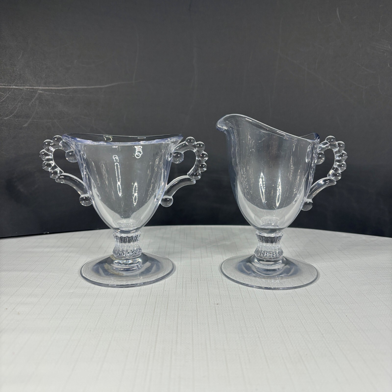 Imperial Glass Candlewick Pedestal Cream Sugar 1930s Depression Glass Vintage