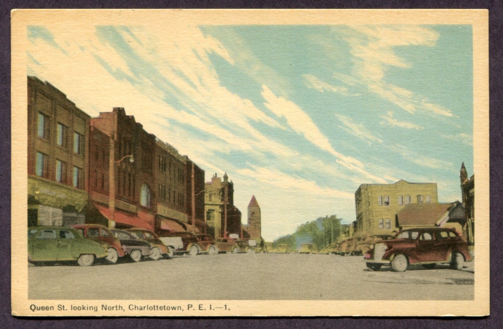OLD POSTCARD CANADA QUEEN ST. CHARLOTTETOWN P.E.I. PRINCE EDWARD ISLAND 1930\'s