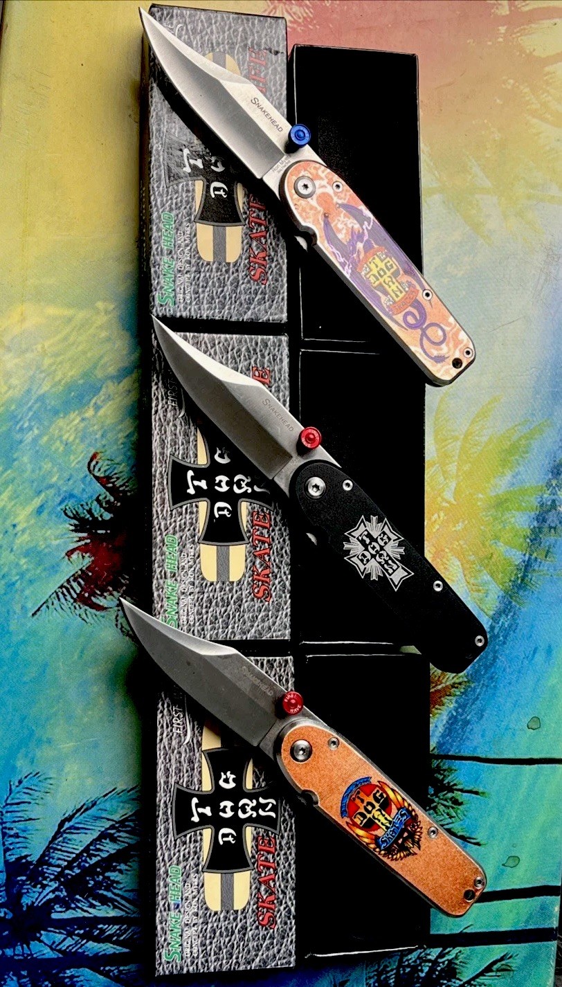 Dogtown Skates Ron Myers Knife Set FIRST WAVE Snakehead Pocket Knives OG Cross