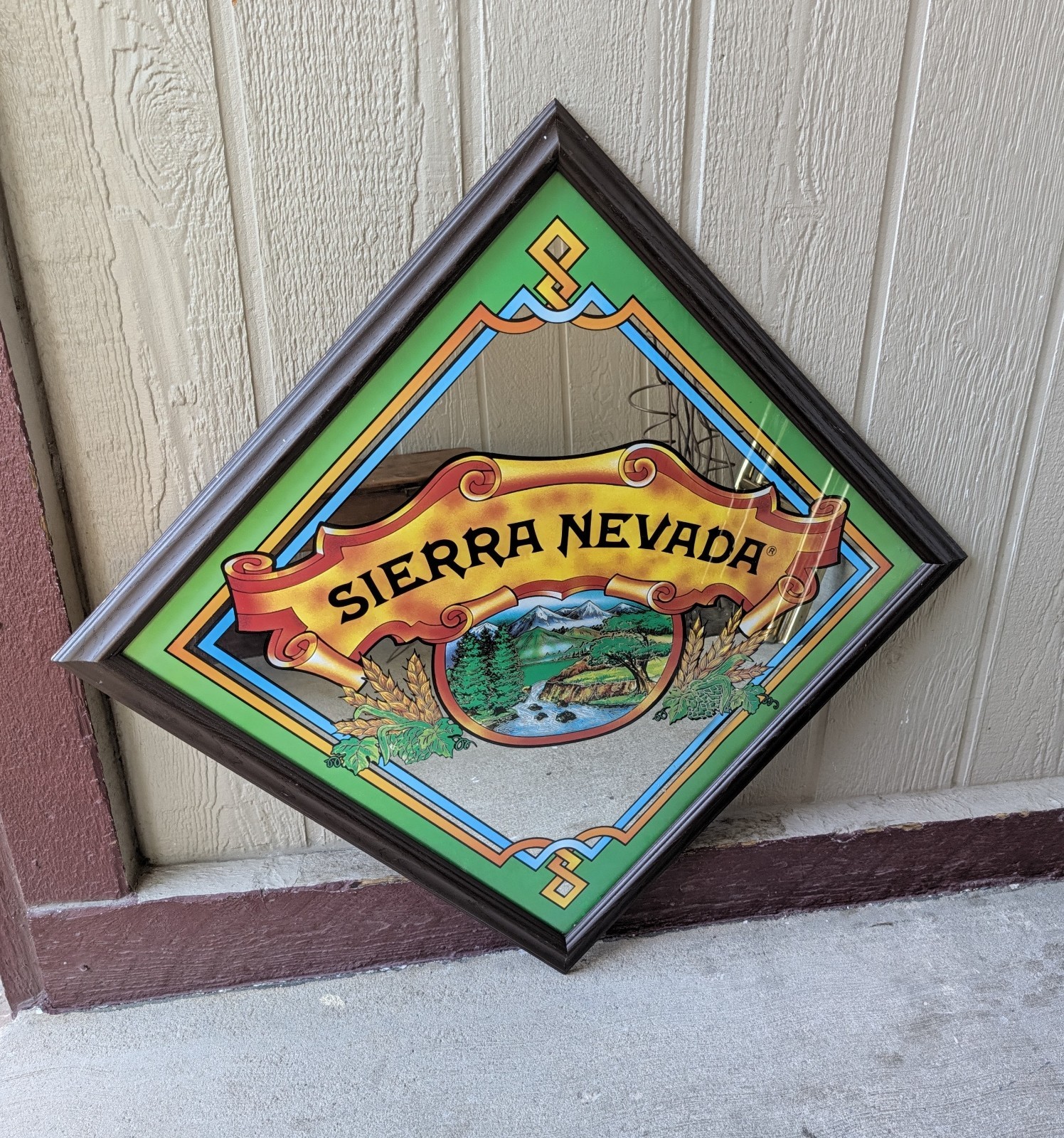 Vintage Sierra Nevada Brewing Beer Wall Mirror Diamond Bar Pub Sign Advertising