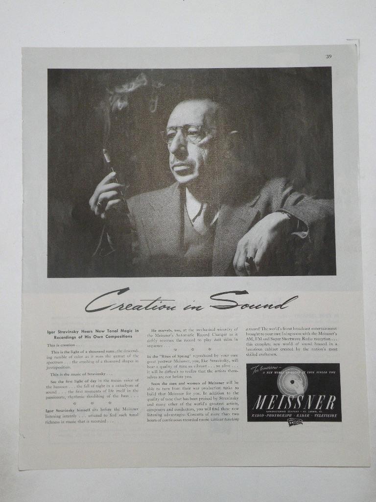 Magazine Ad* - 1946 - Meissner Radio - Igor Stravinsky
