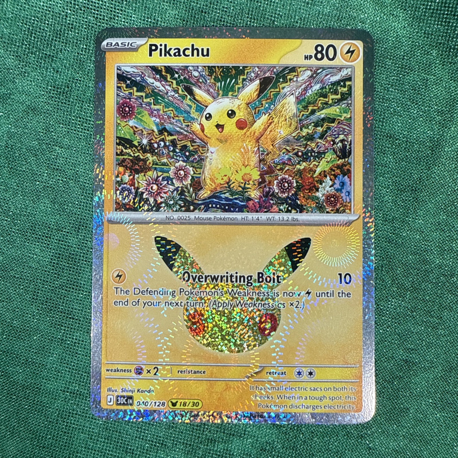 Pokémon TCG 30th Anniversary - Pikachu 40/128 18/30 - 30th Celebration