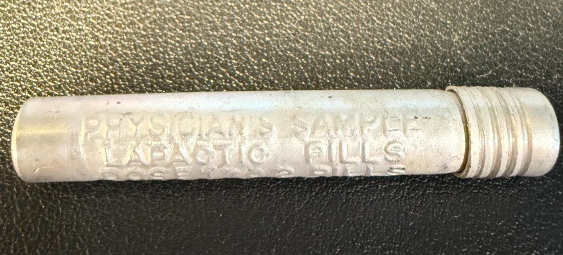 Vintage Empty Aluminum Sharp & Dohme Lapactic Pill Box Container Sample Collect