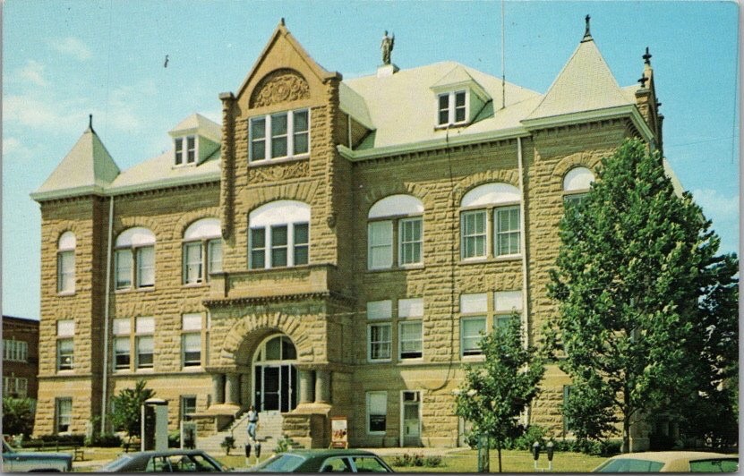 c1960s Kirksville, Missouri Postcard ADAIR COUNTY COURTHOUSE Street View Chrome