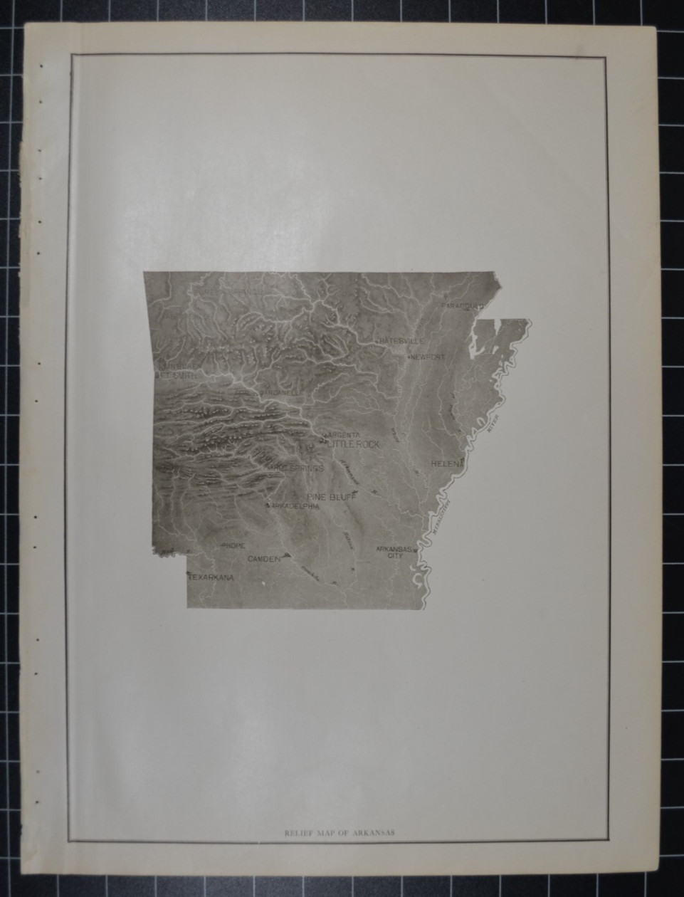 ARKANSAS - RELIEF MAP - B&W - 1912 - RAND-McNALLY NEW COMMERCIAL ATLAS