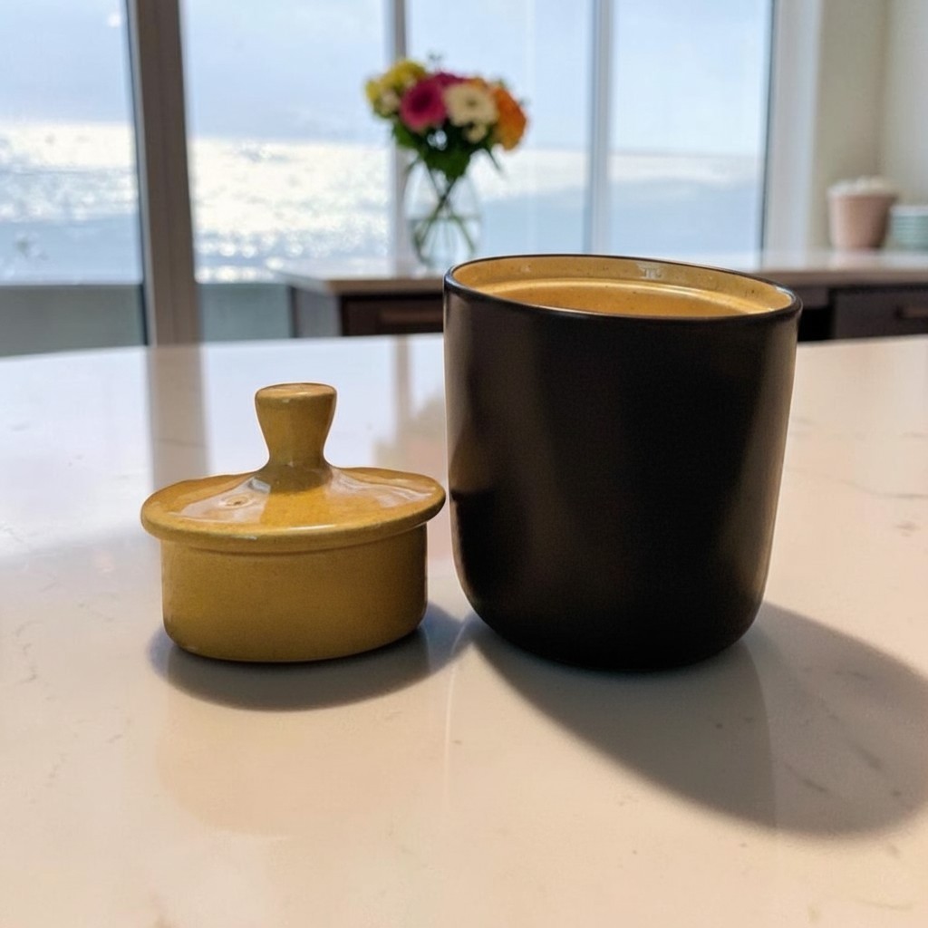 Vintage Mikasa Saffron Sugar Bowl with Lid Terra Stone E1357 Yellow Brown MINT