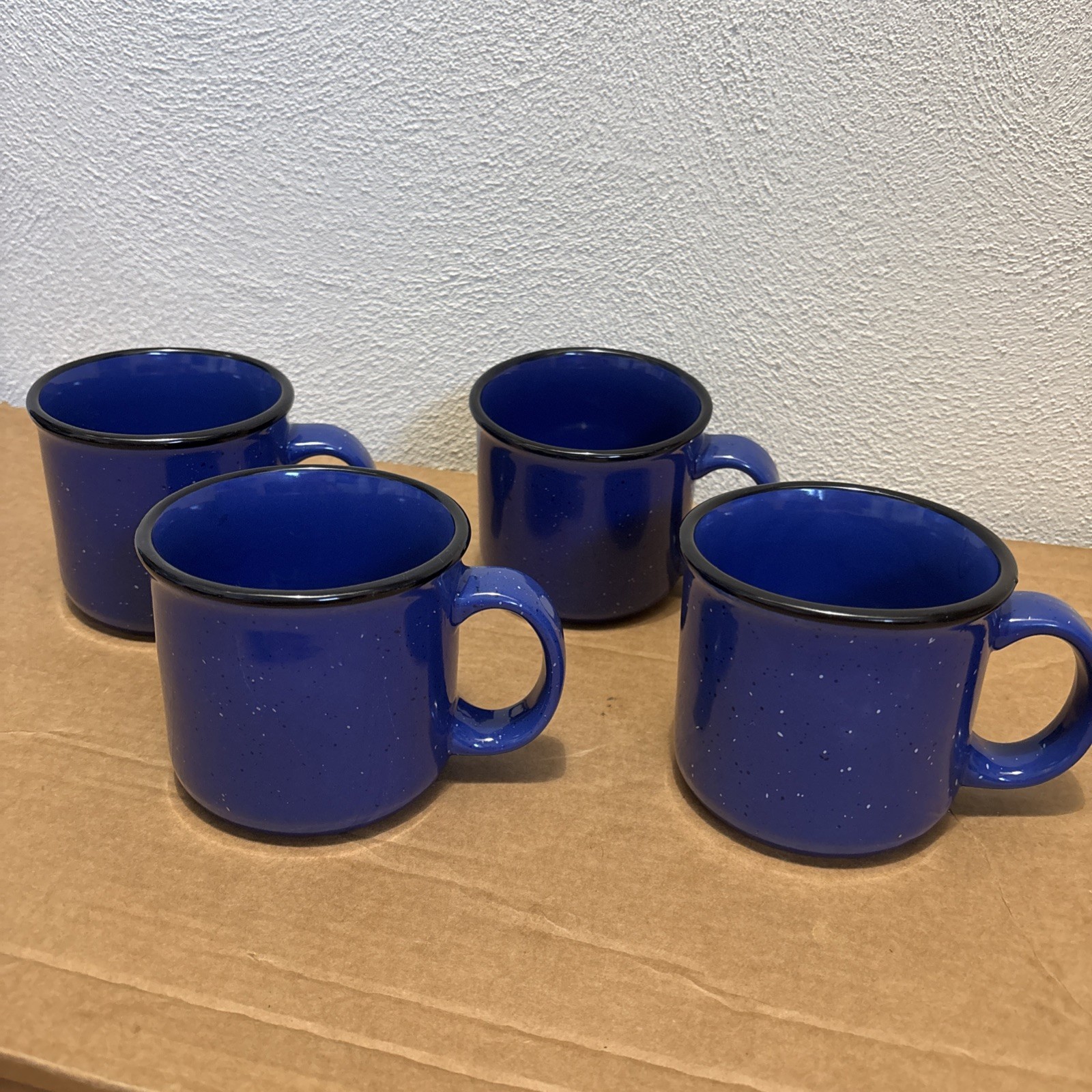 MARLBORO Miles COFFEE SOUP MUGS 16 oz Cobalt Blue Speckled Vintage 1990\'s