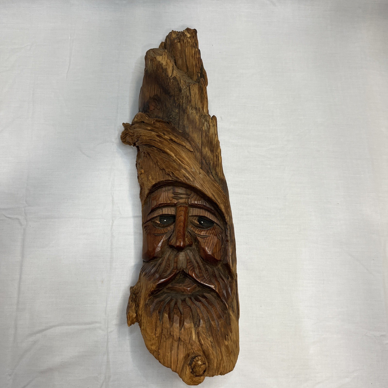 Vtg Dan Owens Wood Carving Old Man Norwegian Tree Face Art Wizard Spirit 18\