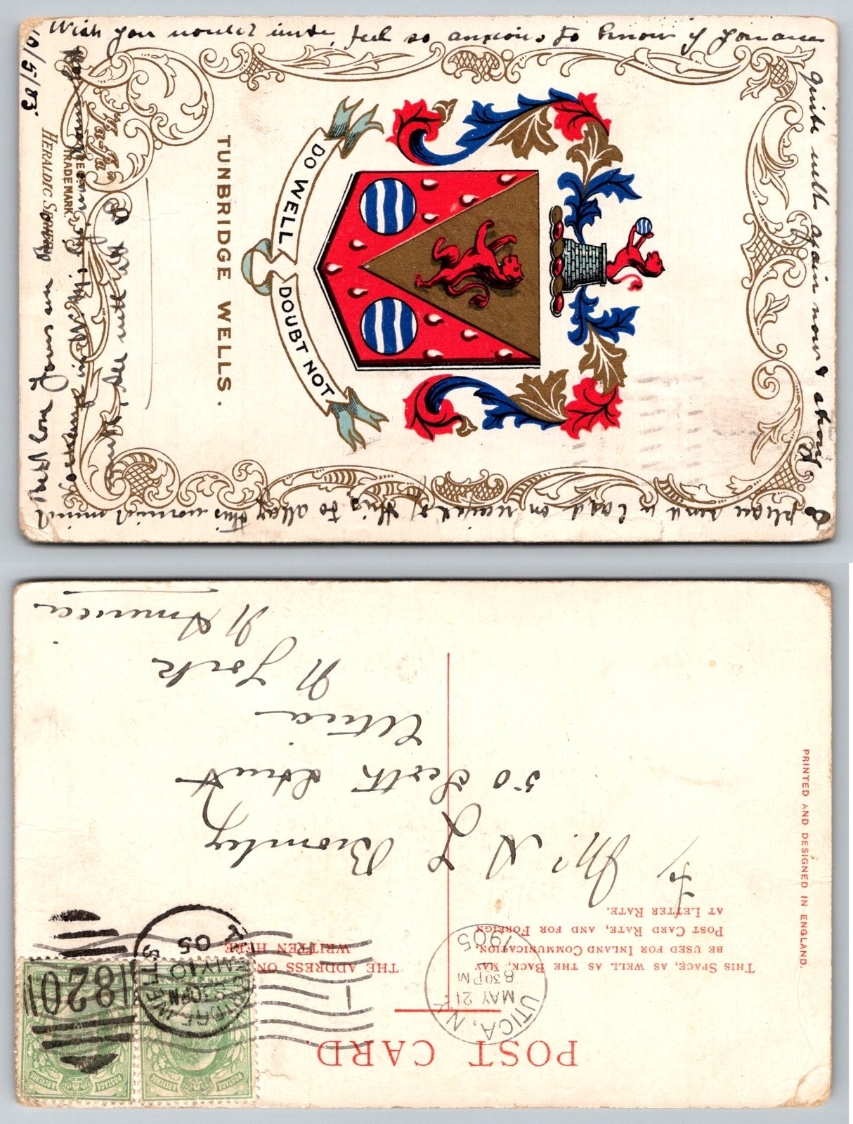 Standard Tunbridge Wells England Coat of Arms Postcard