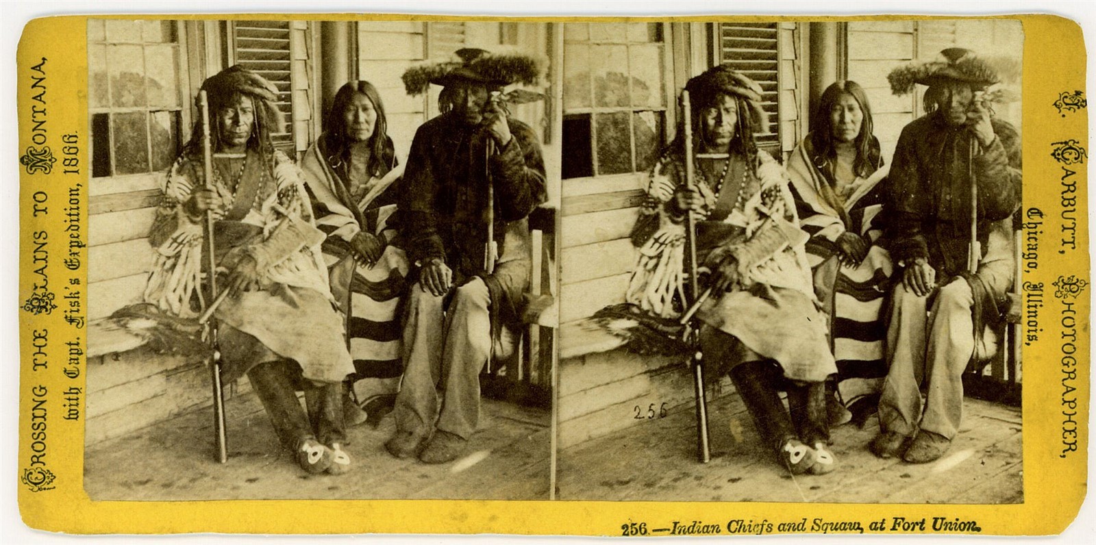MONTANA STEREOVIEW - Fort Union Indians - Fisk Expedition - REPRODUCTION