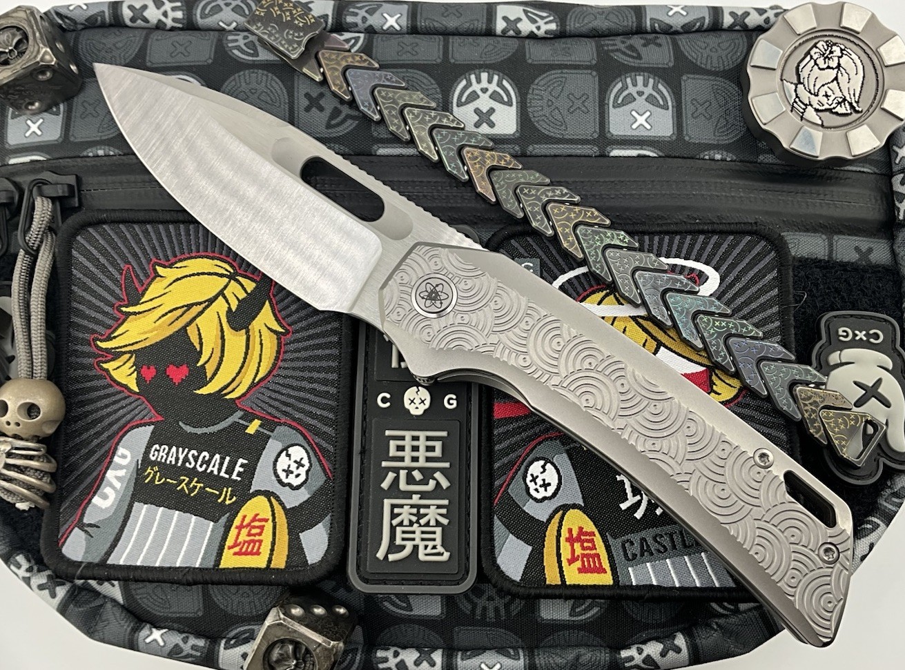 EMP EDC x URBAN Nymble X  Titanium Chaos Seigaiha Satin Magnacut Framelock