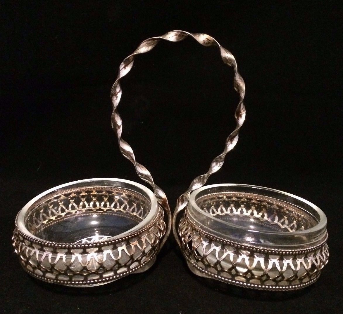 VINTAGE ABRAPLATE SILVER PLATE Duel Candy Dish