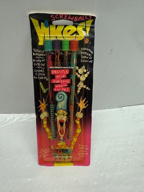 Yikes Screwballs HB #2 Pencils 4 Pack Vintage 90's