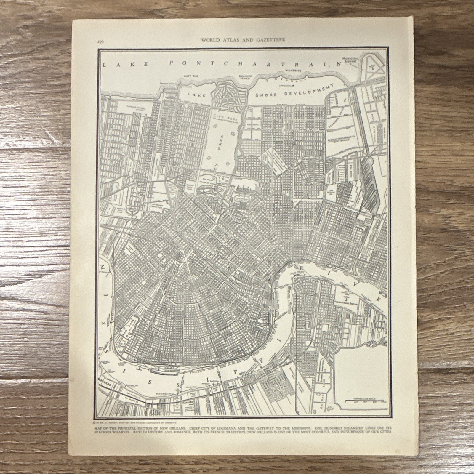 New Orleans Louisiana City Map Paper Map, 1937 (USA) Lake Pontchartrain