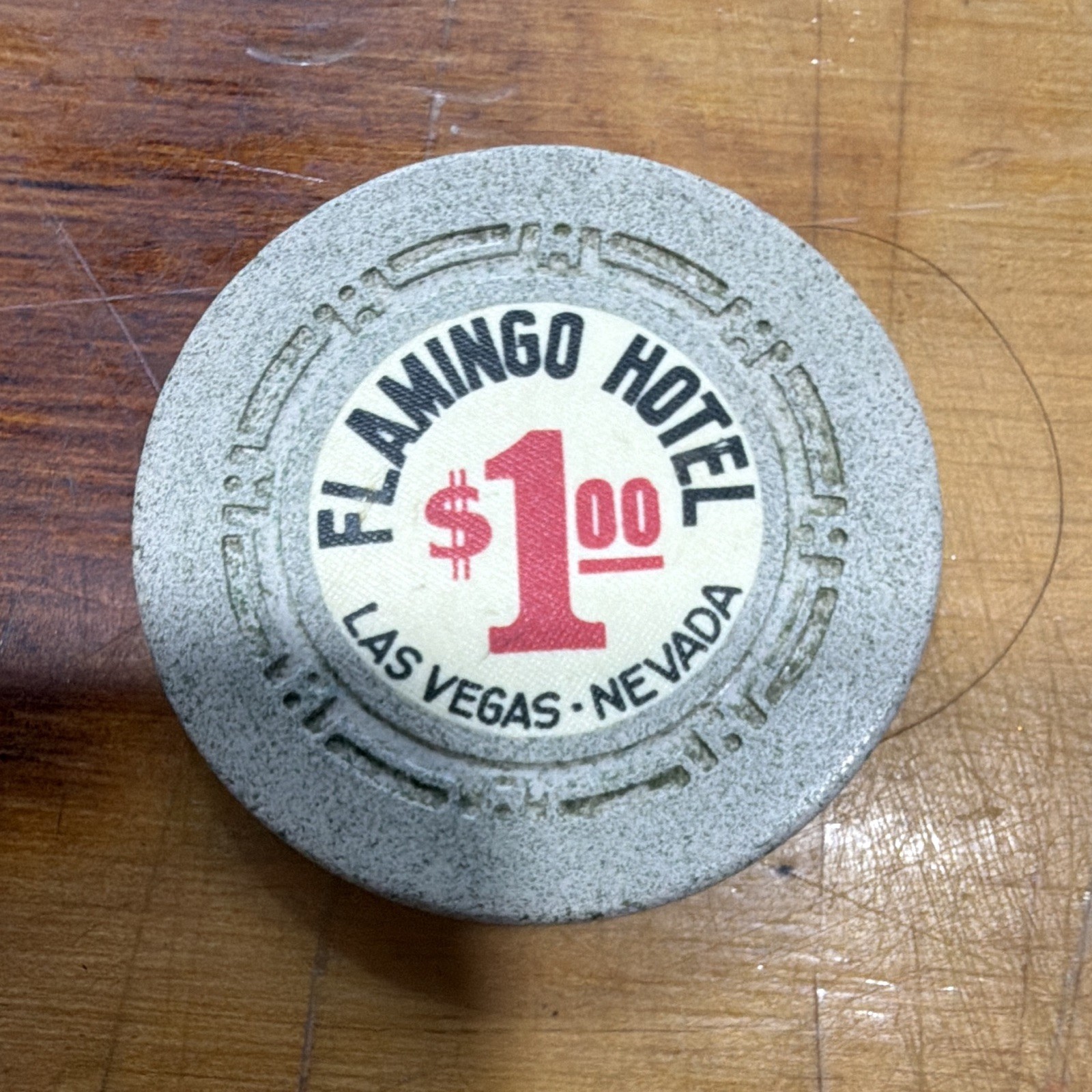 Vintage Flamingo Hotel $1 Gray Casino Chip Las Vegas, Nevada Casino Collectible