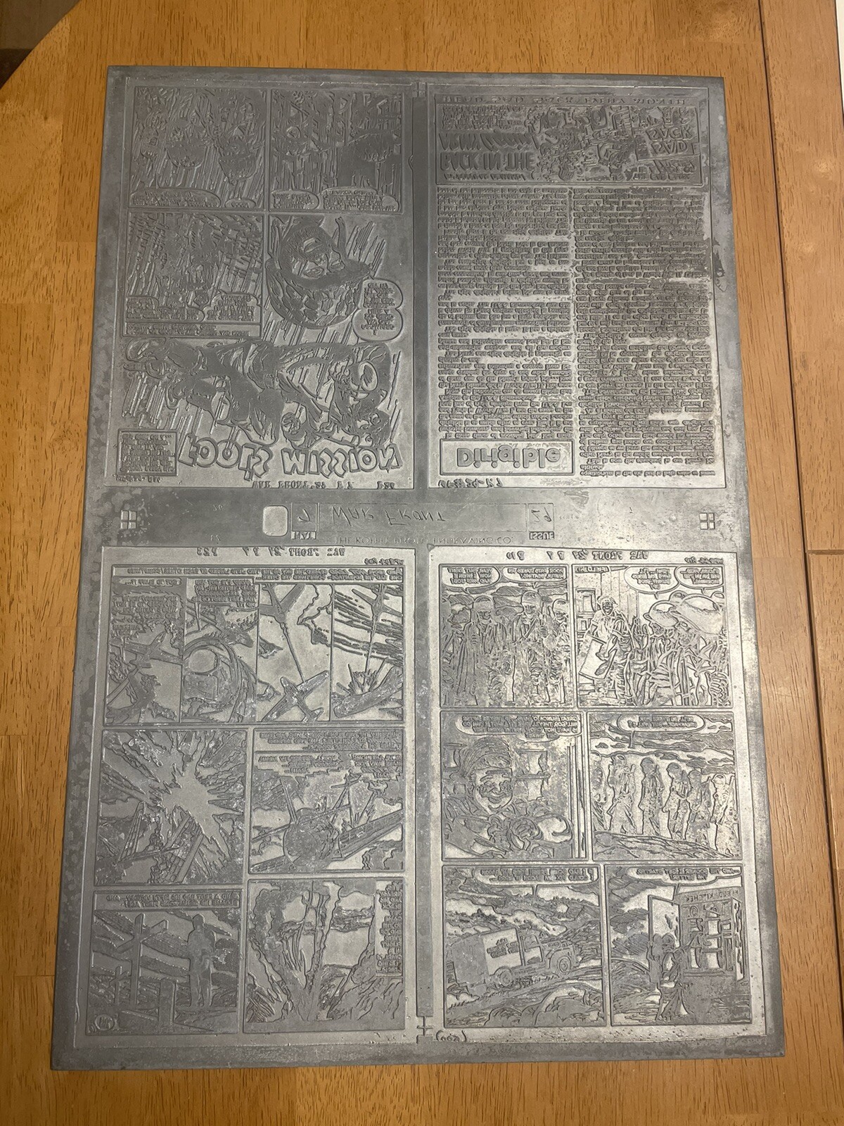 WARFRONT #29 rare METAL comic ART PRINTING PLATE HUGE 1956 ELIAS title SPARLING