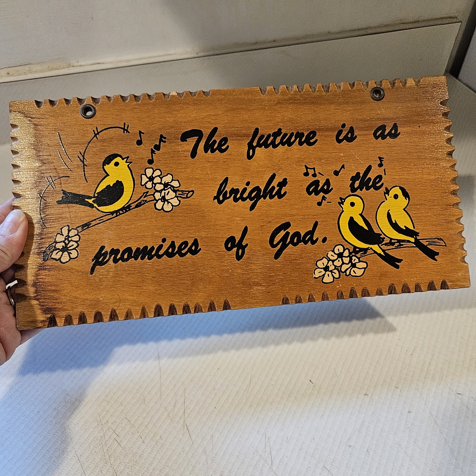 The Future Is As Bright As The Promises Of God Wood Plaque With Birds Christian