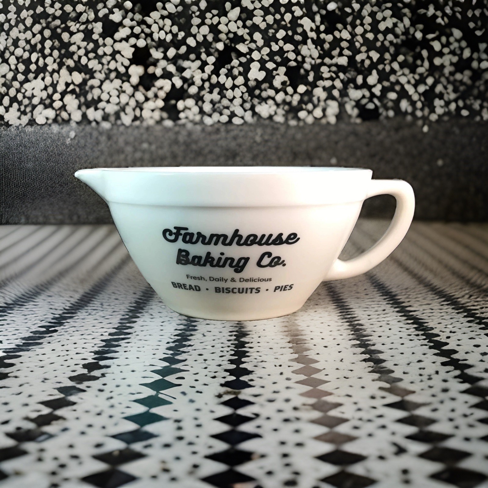 White Milk Glass Farmhouse Baking Co. BATTER BOWL - NEW Vintage Kitchen