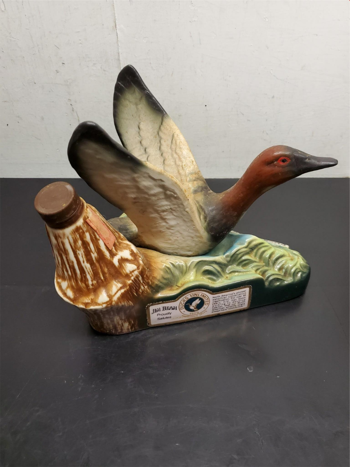 Vtg Empty 1979 Jim Beam Ducks Unlimited Canvasback Drake Liquor Decanter Nice