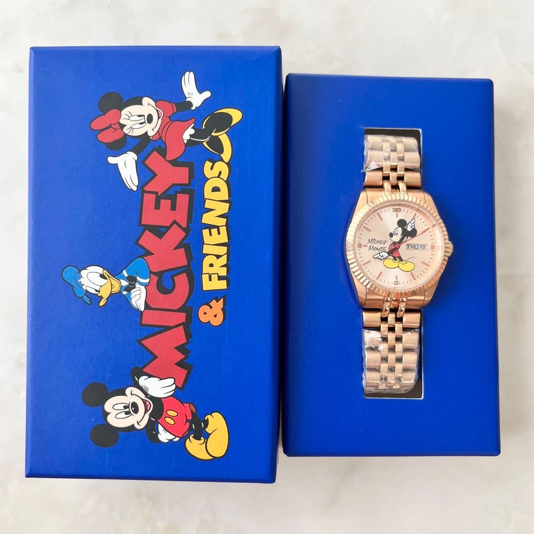 Mickey Mouse Disney Wristwatch Gold Tone Natural Diamond Accents Quartz