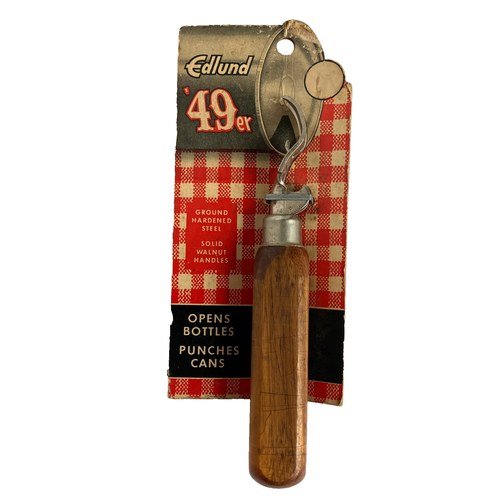 NOS VTG Edlund \'49er Bottle Cap Opener Kitchen Tool Wood Handle Original Package NOS VTG Edlund \'49er Bottle Cap Opener Kitchen Tool Wood Handle Original Package