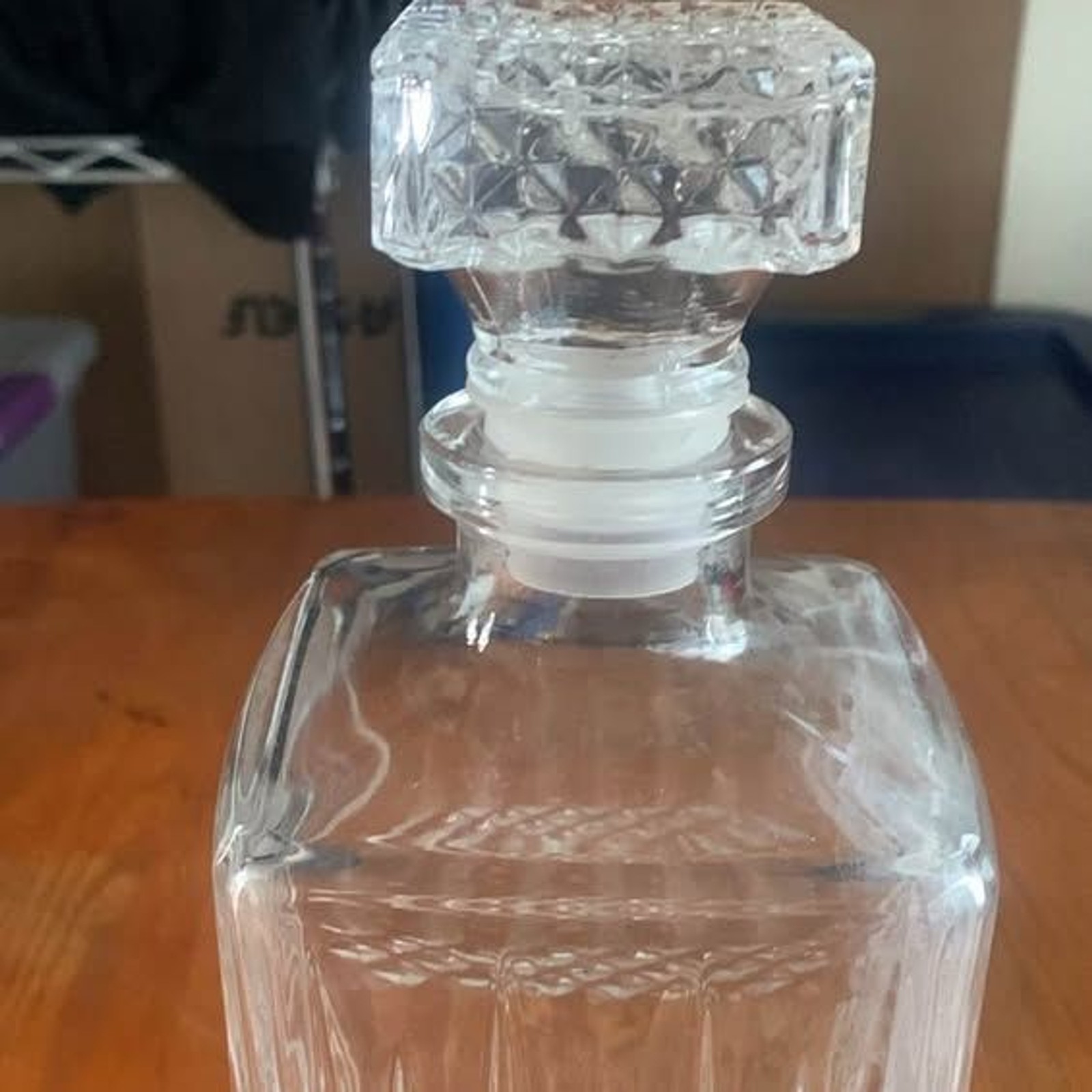 Art Deco Whiskey Decanter Square Body Diamond Cut Pattern