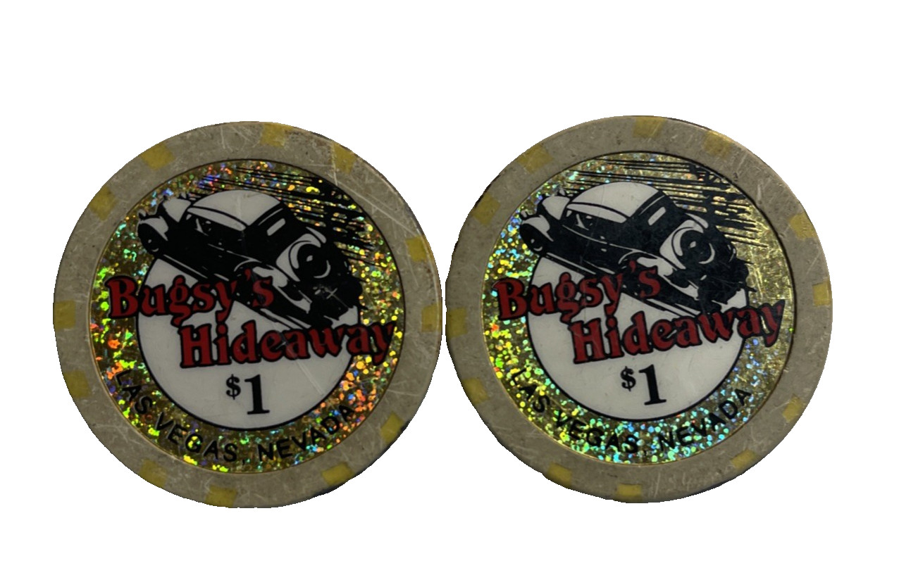 Bugsy's Hideaway $1 Casino Chip Lot of 2  as pictured Great Condition 😎