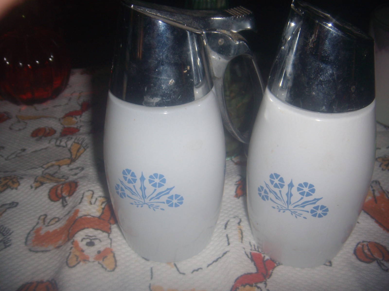 Vintage Gemco Sugar & Syrup  Dispensers With Blue Cornflower