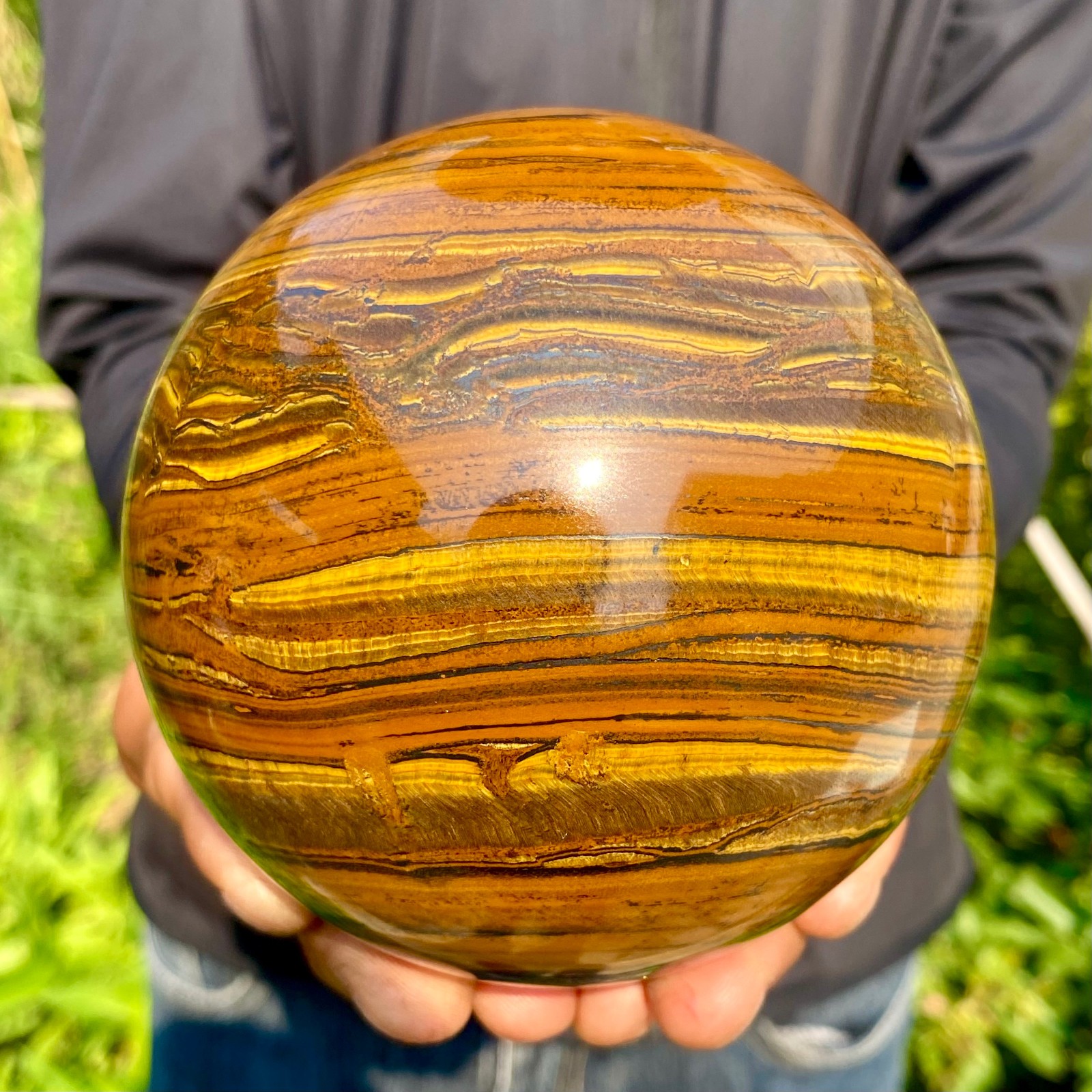 3.83LB Natural Tiger Eye Stone Crystal Ball Quartz Healing Sphere Décor