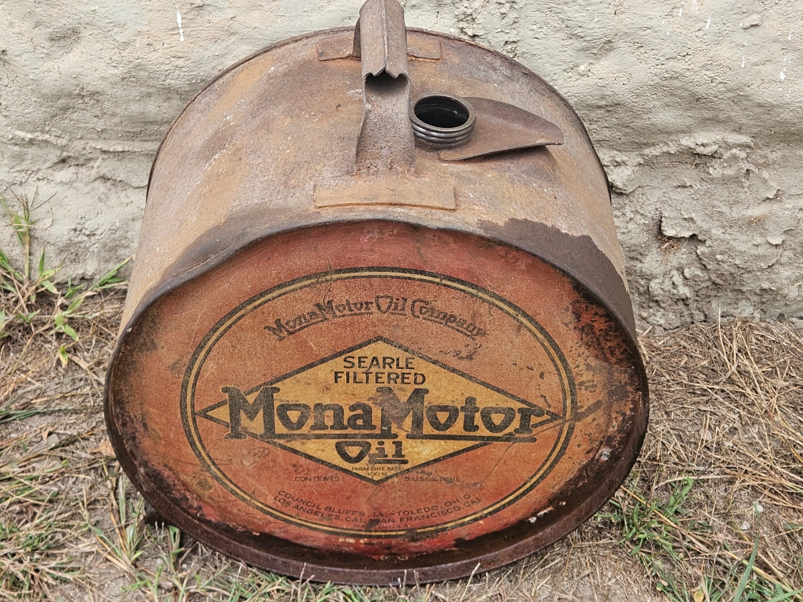 RARE Vintage Mona Motor Oil 5 Gallon Rocker Advertising Gas Service Station Can RARE Vintage Mona Motor Oil 5 Gallon Rocker Advertising Gas Service Station Can
