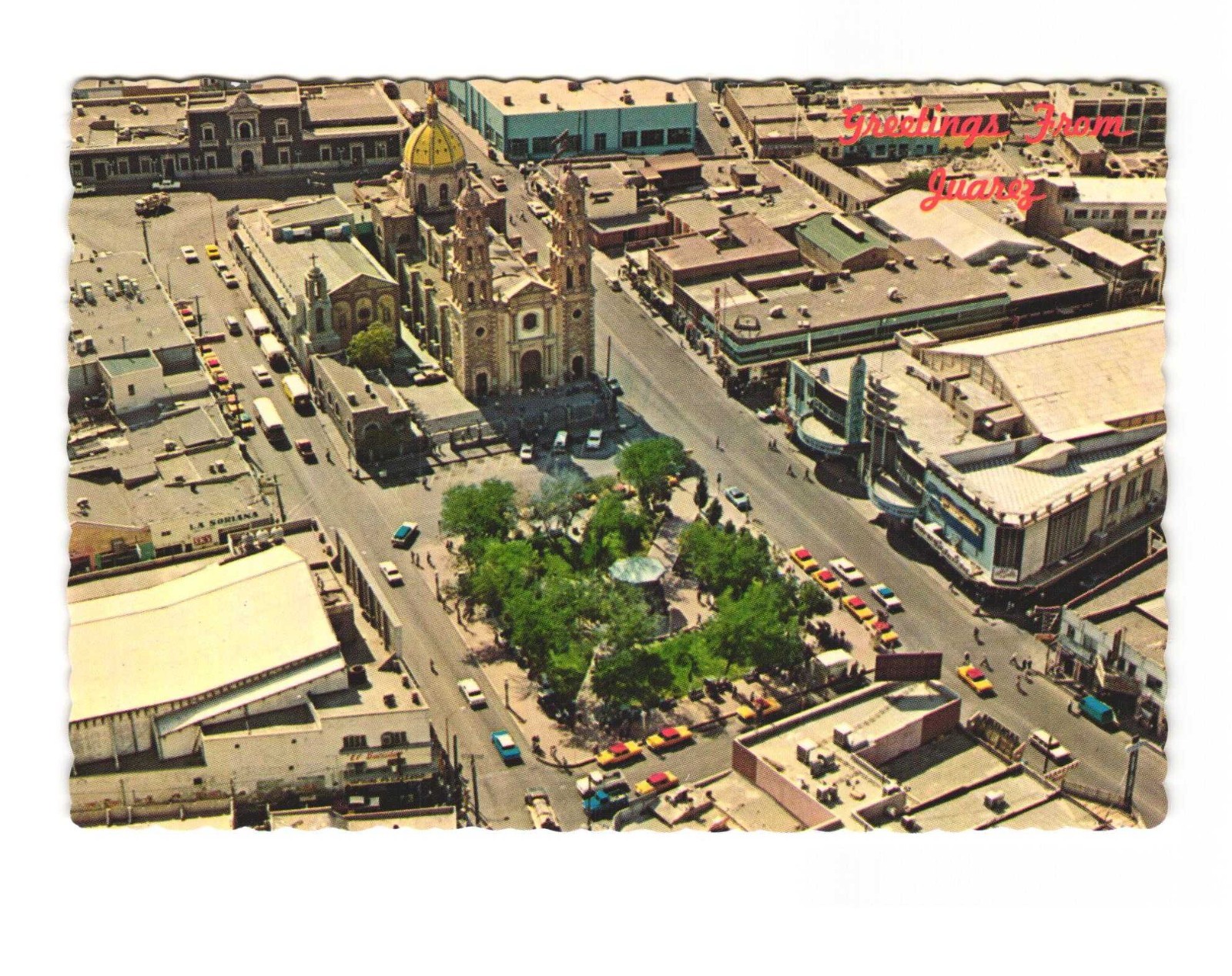 City of JUAREZ Mexico aerial view vintage postcard unposted