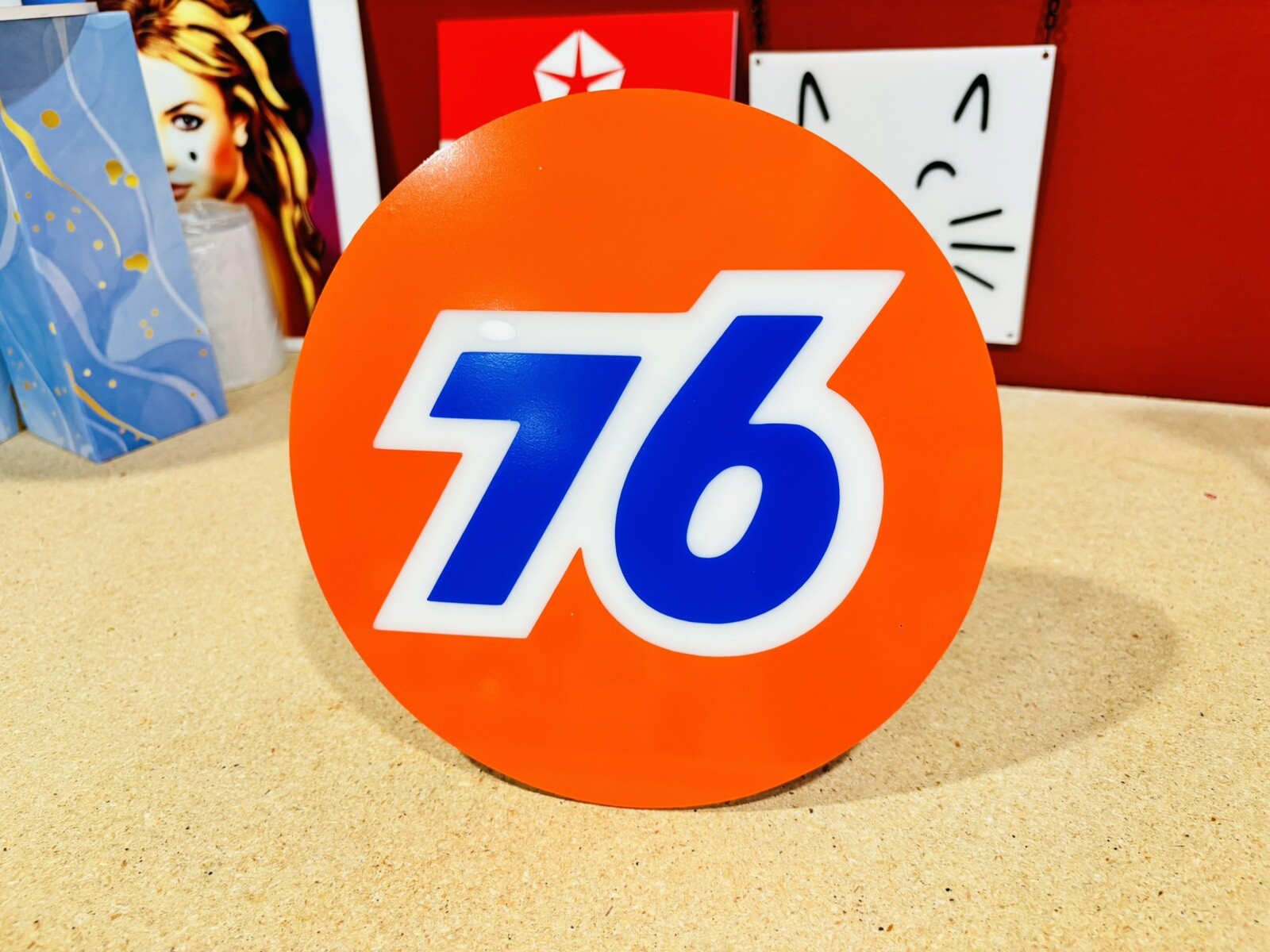 HANDMADE Union 76 Gas Station Sign On 10” Gloss White Acrylic 