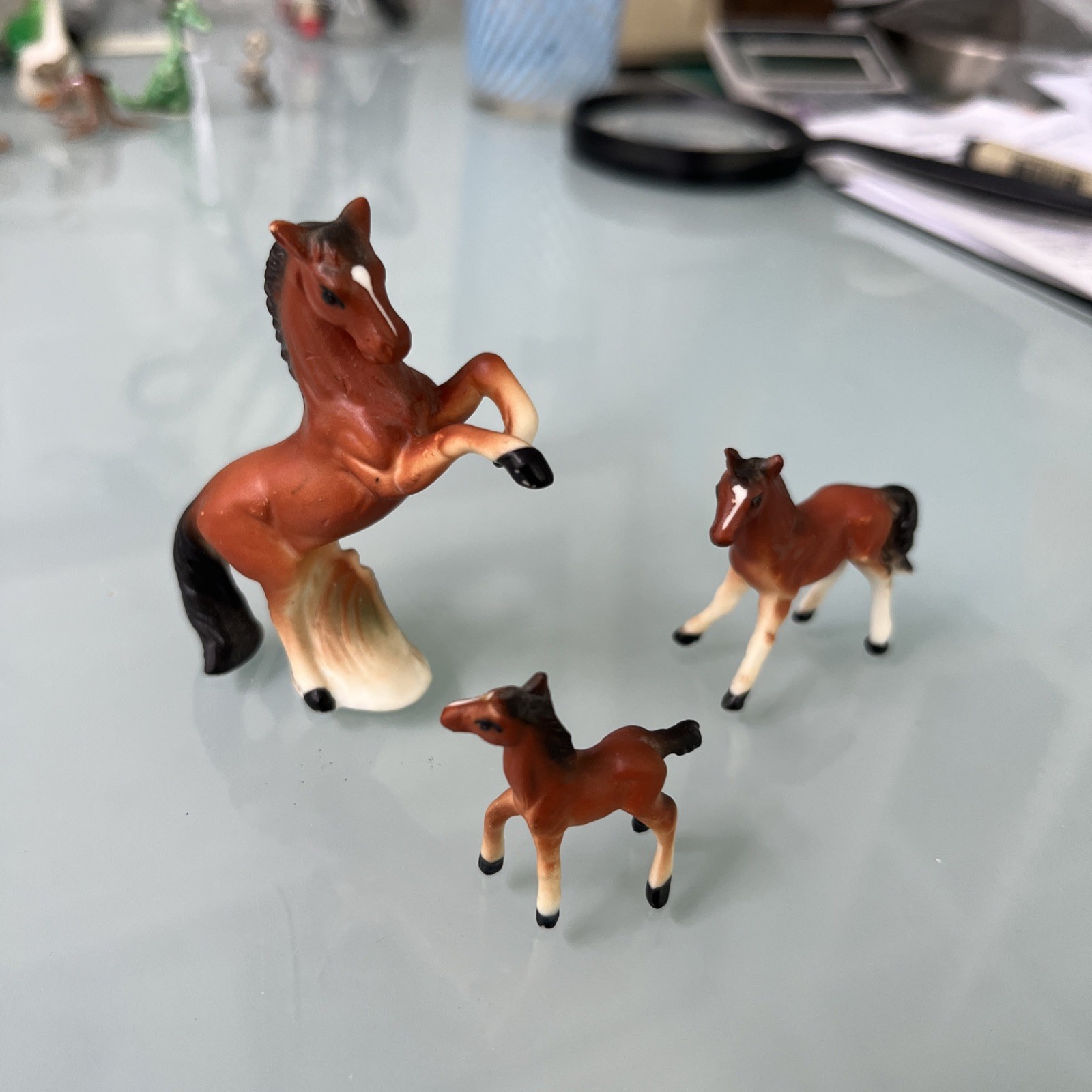 Set of three Little Vintage Ceramic Horses from the 60/70\'s