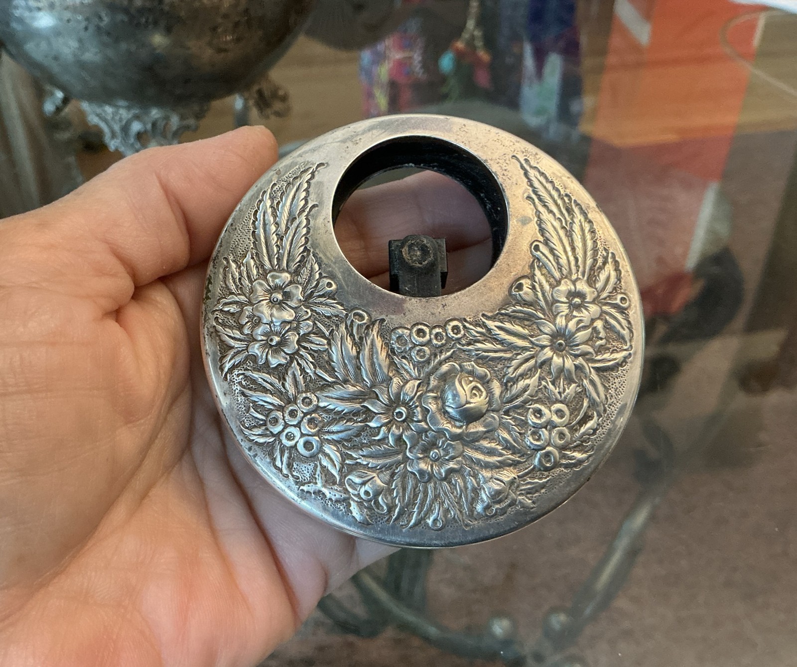 Kirk Stieff Company Sterling Silver  Repousse Circle Atomizer Perfume Sprayer