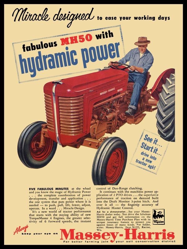 1956 Style Massey Harris MH50 Tractor NEW Metal Sign: 12x16\