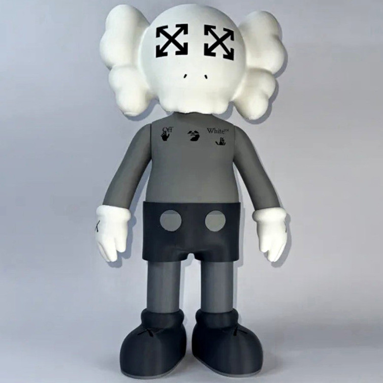 KAWS 1ft tall off white Companion Designer Figure - Gray/White/Black Collectible