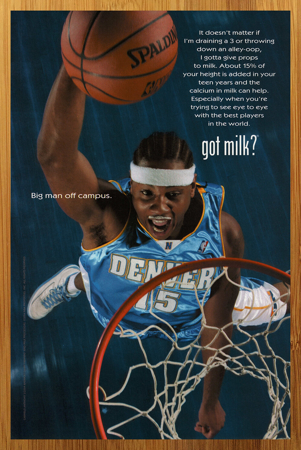 2005 Carmelo Anthony GOT MILK? Print Ad/Poster Denver Nuggets NBA Basketball Art