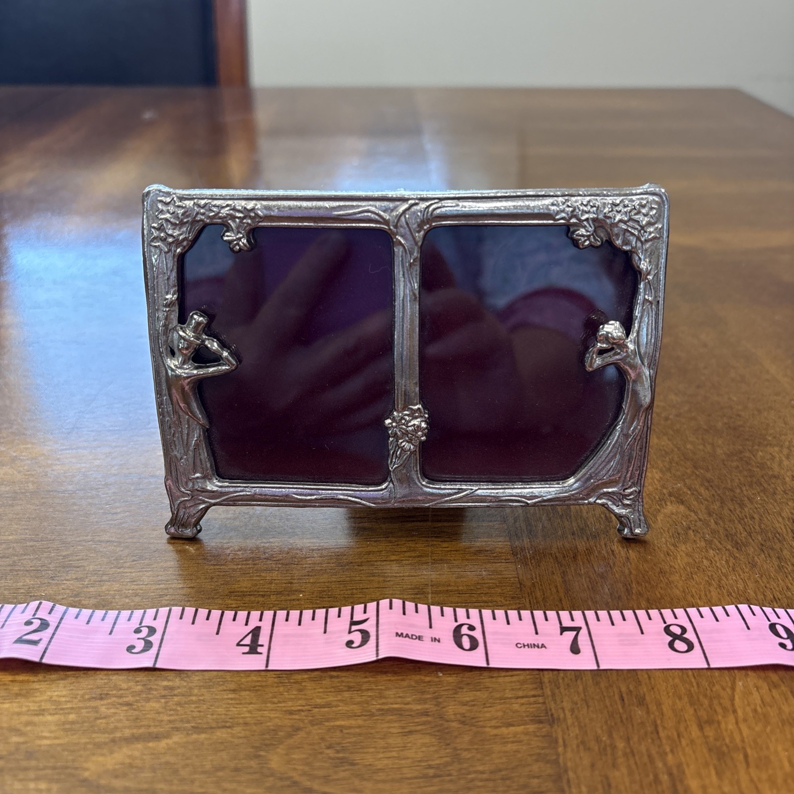 VTG Double Art Nouveau Picture Frame Elegant Man And Woman Metal Frame, Taiwan