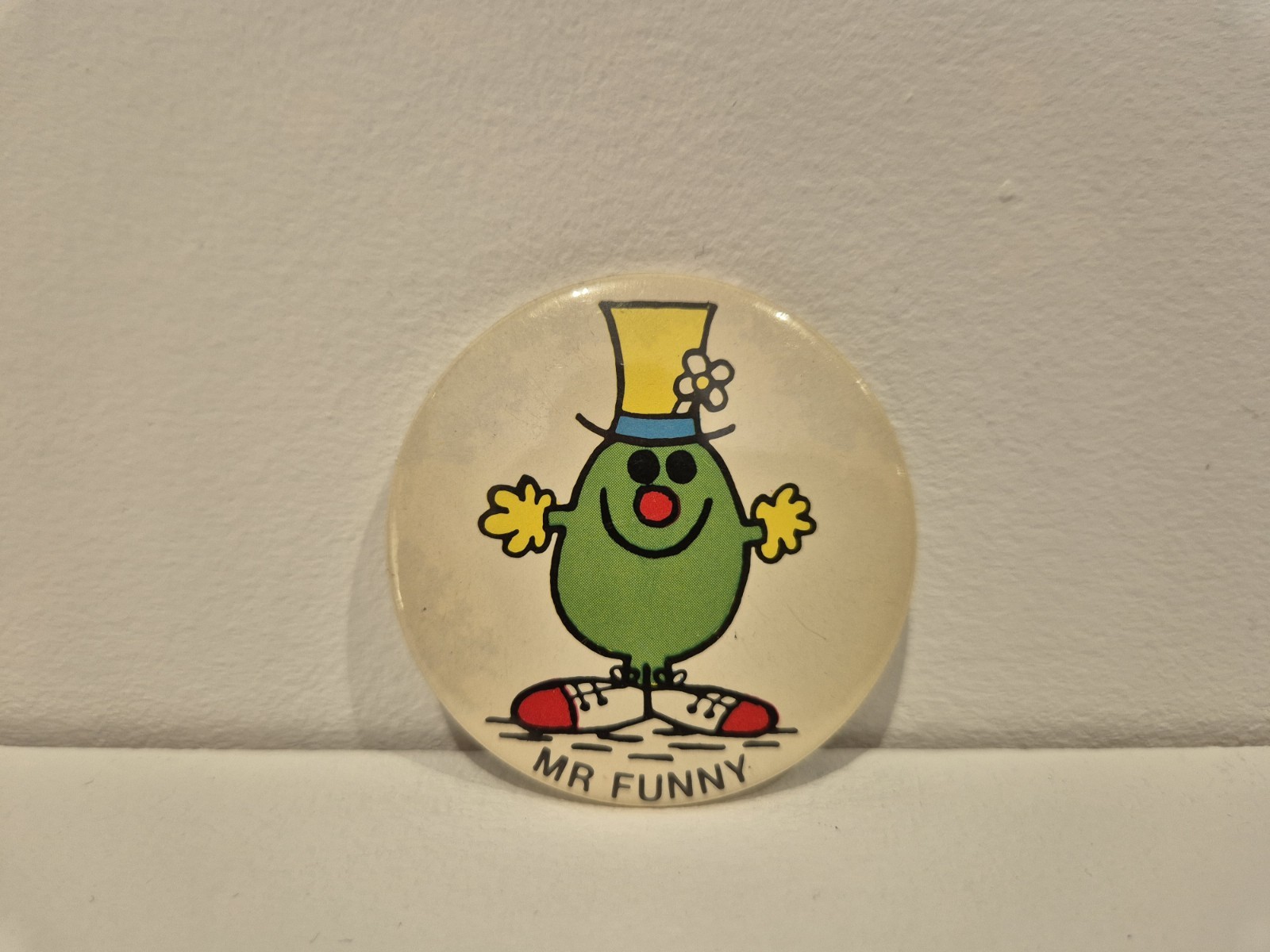 Vintage Mr Funny Pin Badge , 80s Mr Men, Retro, Collectable Vintage Mr Funny Pin Badge , 80s Mr Men, Retro, Collectable
