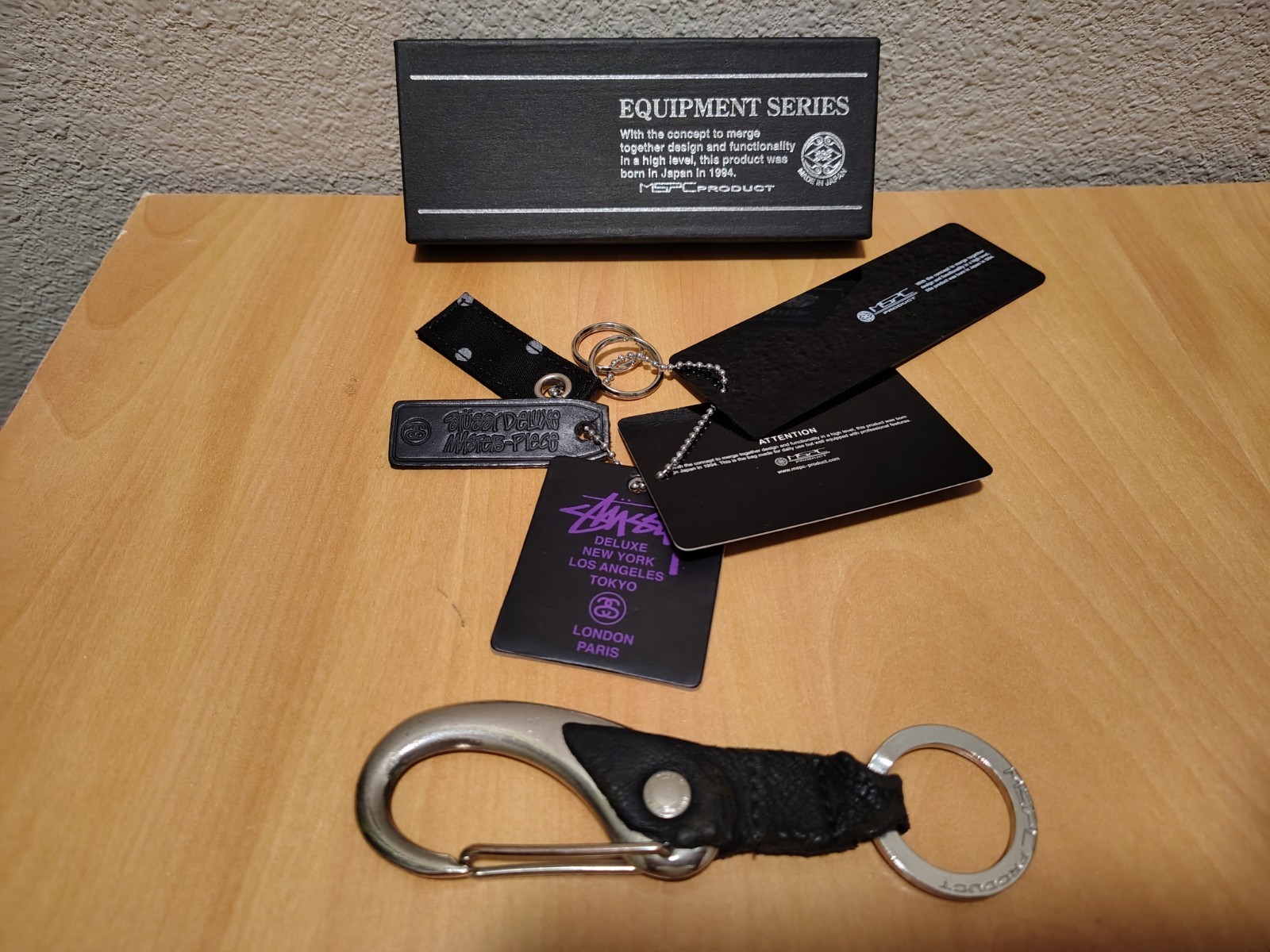 Stussy Deluxe Master-piece MSPC Equipment Key Ring Metal Leather FOB Japan USED