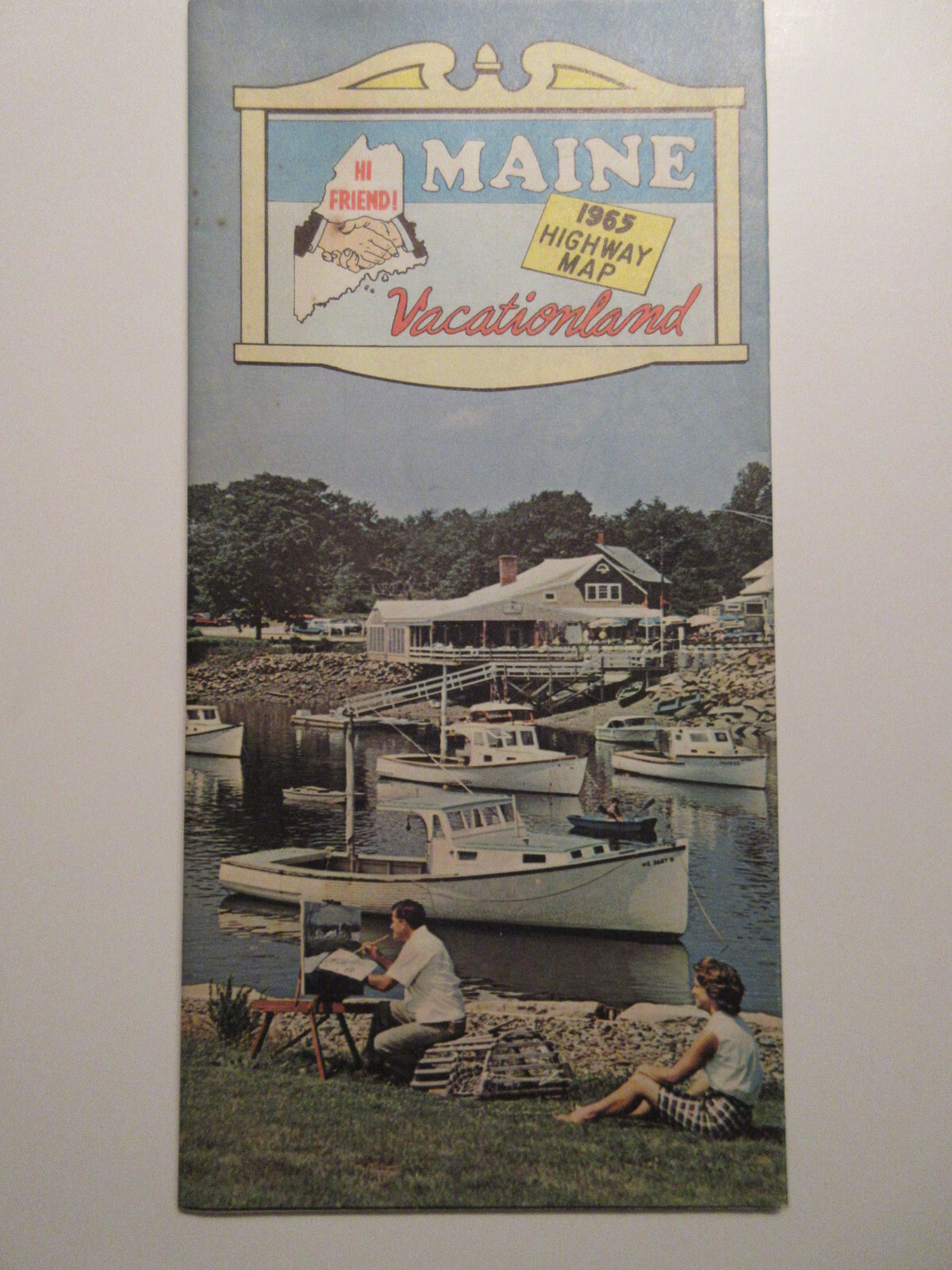 1965 MAINE highway map vactionaland GREAT COLOR GREAT SHAPE