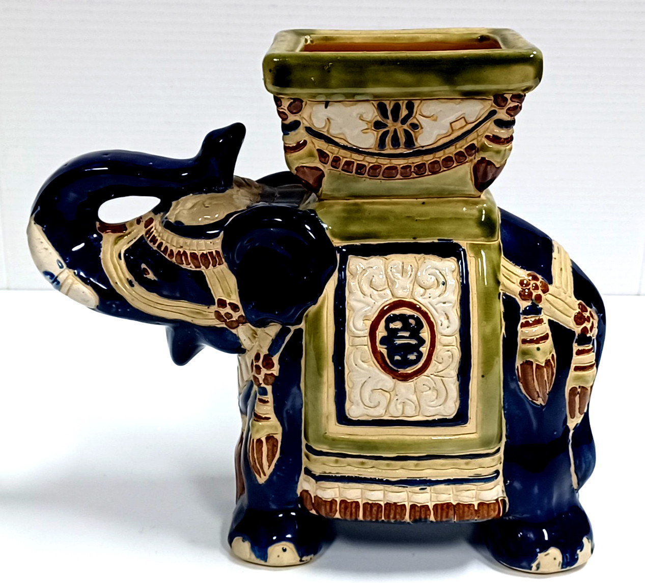 Ceramic Glazed Elephant Planter Stand Book End Asian Style 10\
