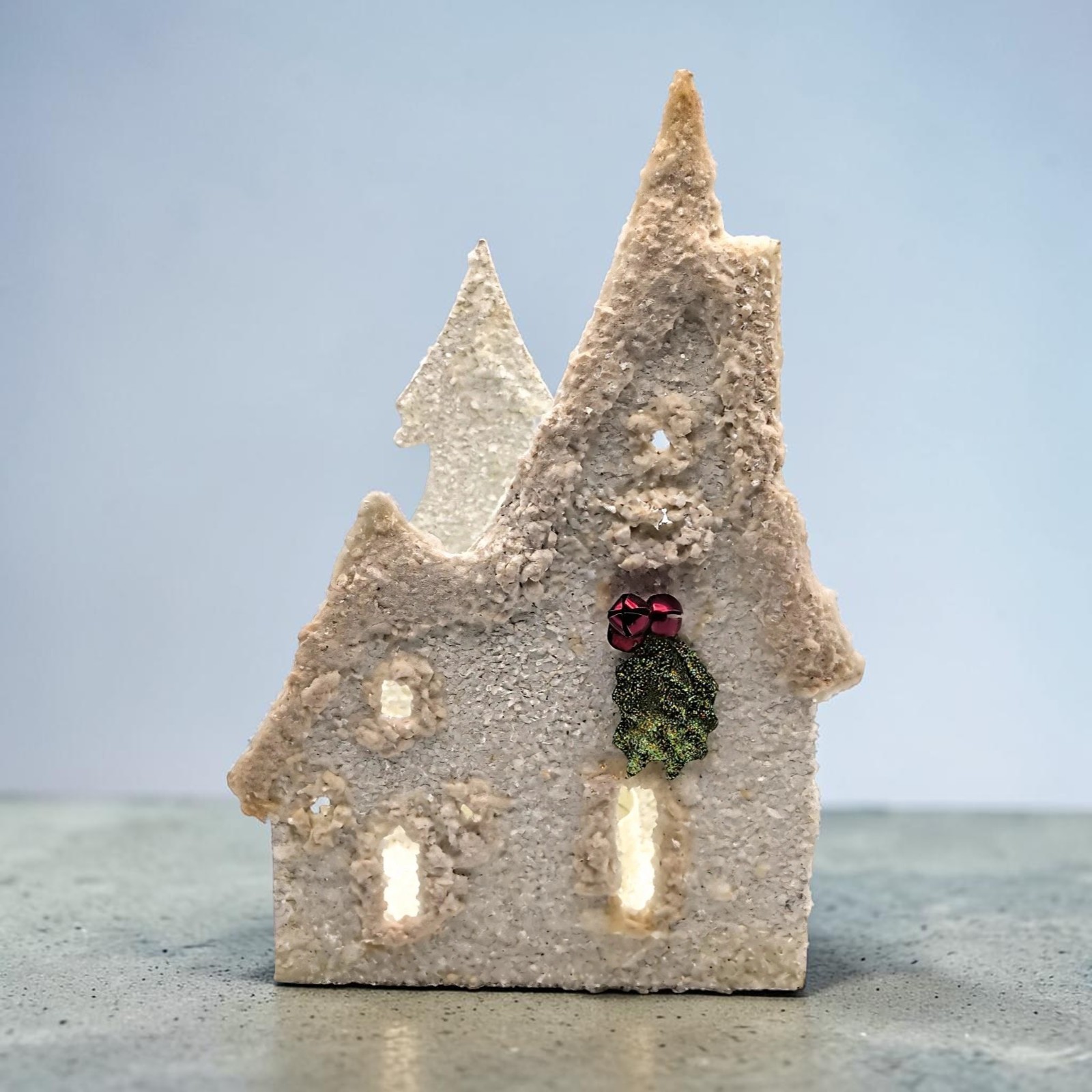 Putz Inspired House Frosted Glass Glitter Candle Holder Seasons of Cannon Falls Putz Inspired House Frosted Glass Glitter Candle Holder Seasons of Cannon Falls