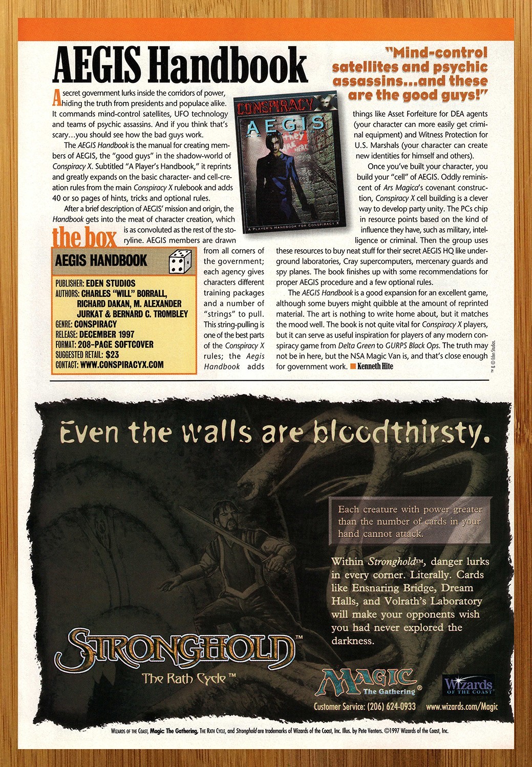 1998 Magic The Gathering Stronghold Print Ad/Poster CCG TCG Card Game Promo Art